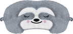 Cute Sloth Sleeping Mask Eye Mask Funny Animal Sleep Mask Soft Plush Blindfold Travel Eye Cover Eyeshade for Kids Adults Girls Boys Women Men (Sloth, Gray)