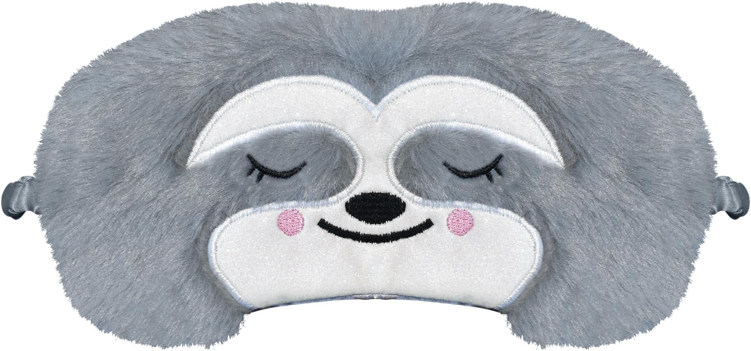 Cute Sloth Sleeping Mask Eye Mask Funny Animal Sleep Mask Soft Plush Blindfold Travel Eye Cover Eyeshade for Kids Adults Girls Boys Women Men (Sloth, Gray)