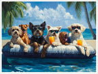Dogs Pool Party Canvas Funny Summer Beach Art Playful Dog Wall Decor Vibrant Poolside Scene Cute Animal Print Posters for Pet Lovers Lounge Bathroom Kids Room Decor 11x14in Unframed