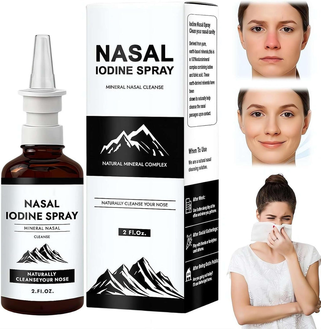 Iodine Nasal Spray, Daily Nasal Cleanse & Care Mist with Iodine & Fulvic Acid, Fine Mist Non-Medicated Nasal Spray for Dry Air, Travel & Daily Use,150+ Uses Per Bottle 2floz