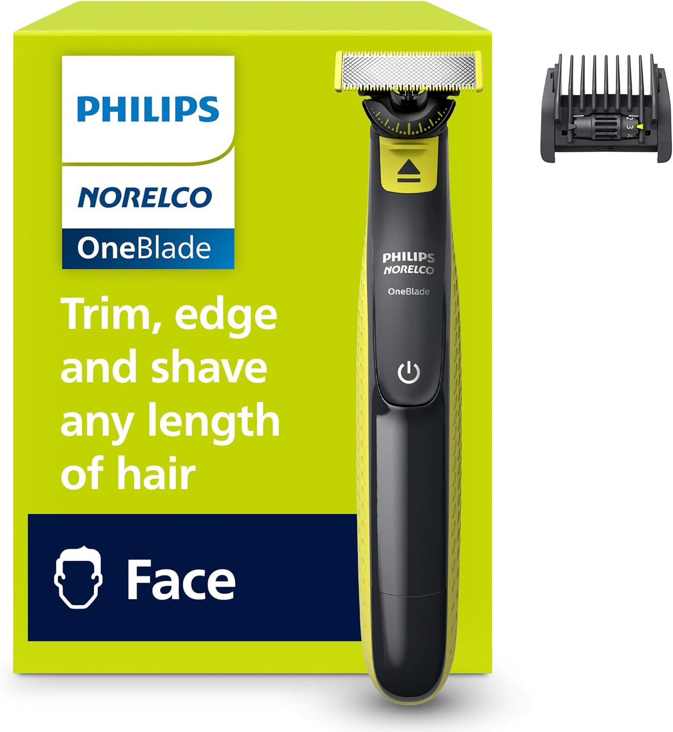 Philips Norelco One 360 Hybrid Face, Electric Beard Trimmer and Shaver, with 360 Technology, 1x 360 for Face, 5in1 Adjustable Comb, Model QP2724/90