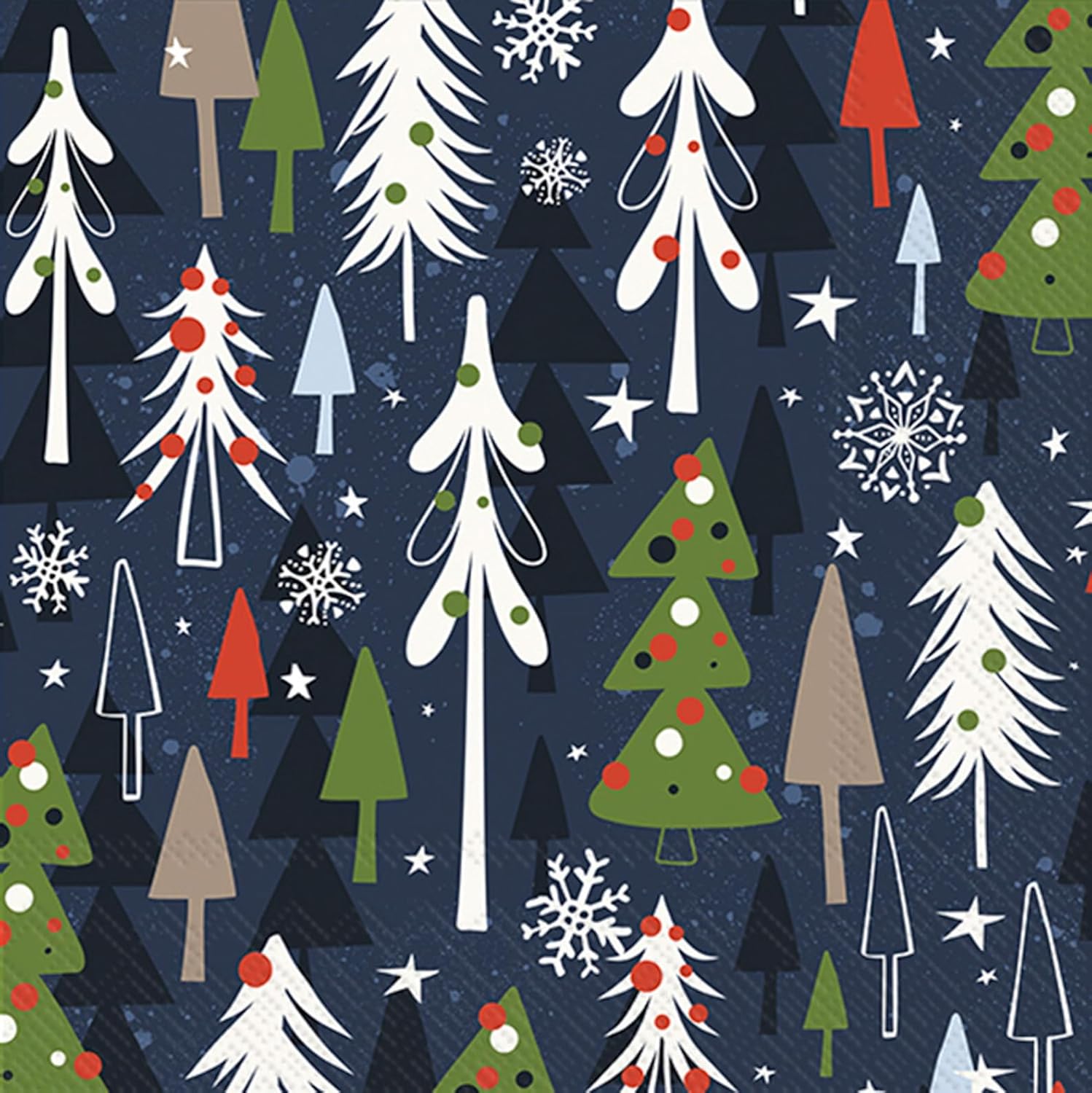 IHR Ideal Home Range Party Napkins Disposable 3-Ply Paper Lunch Napkin Pack, 6.5" x 6.5", Christmas Forest, 20-Count