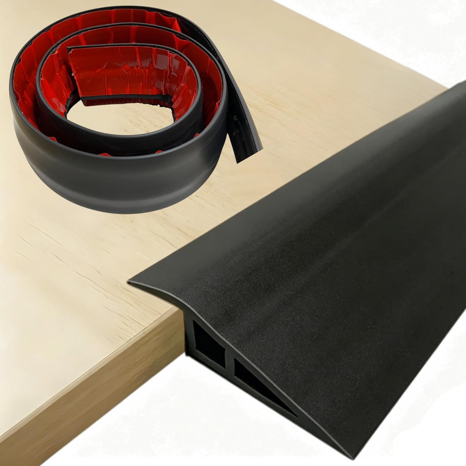 1/2"~3/5" Height Threshold Ramps for doorways, Rubber Threshold,Floor Transition Strip Self Adhesive,Door Threshold, Wheelchair Ramp (39inch,Black)
