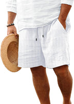Mens Shorts Flat Front Casual Elastic Waist Drawstring Summer Beach Vacation Shorts with Pocket
