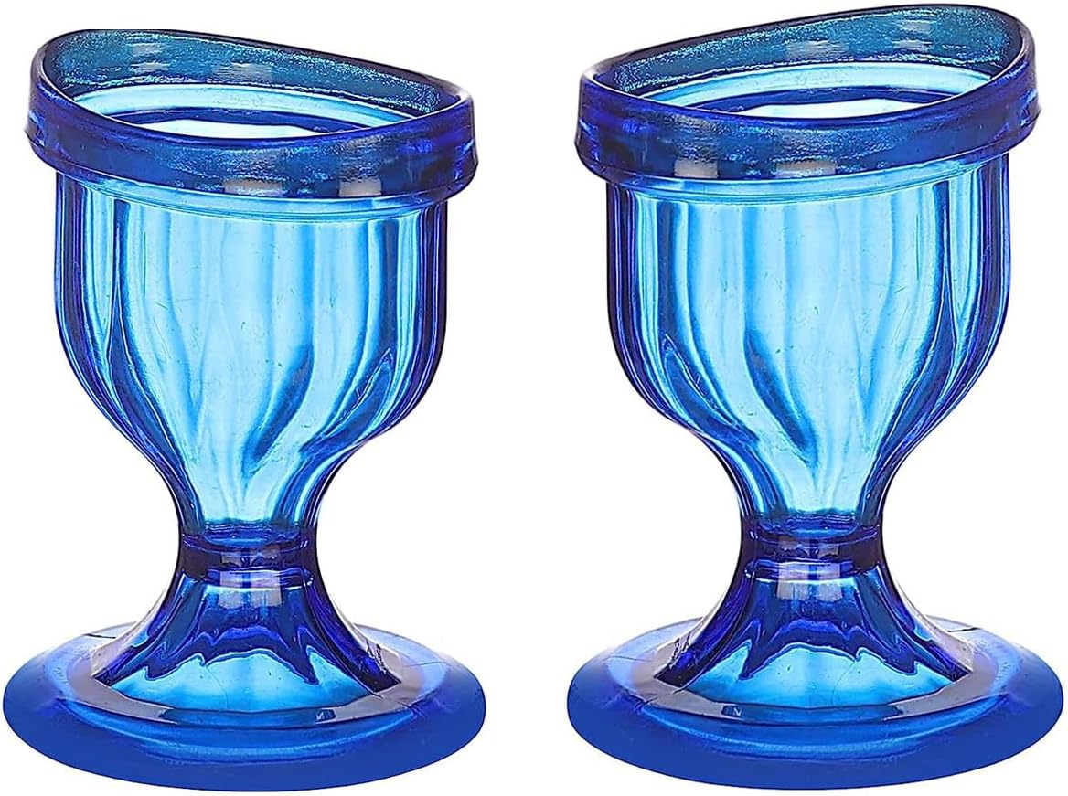 Blue Colored Eye Wash Cup for Effective Eye Cleansing - Eye Shaped Rim, Snug Fit, Perfect Eye wash kit (Set 2 Pcs)