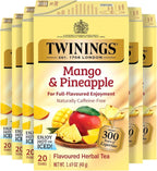 Twinings Mango & Pineapple Herbal Tea Individually Wrapped Bags, 20 Count (Pack of 6), Naturally Caffeine-Free, Enjoy Hot or Iced, 120 Teabags