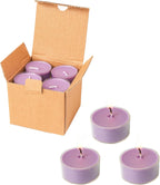 12 Unscented Natural Soy Tealight Candles in Clear Cups, 5H Long Clean Burning, Hand-Poured Purple Mini Tea Candle Set for Parties, Spa, Meditation, Gift, Holiday, Emergency, Home Decor