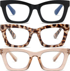 Stylish Readers for Women Reading Glasses with Blue Light Blocking and Spring Hinge