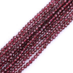 GEM-Inside Natural 3mm Red Garnet Gemstone Faceted Round Stone Loose Beads Crystal Energy Power for Jewelry Making 15"