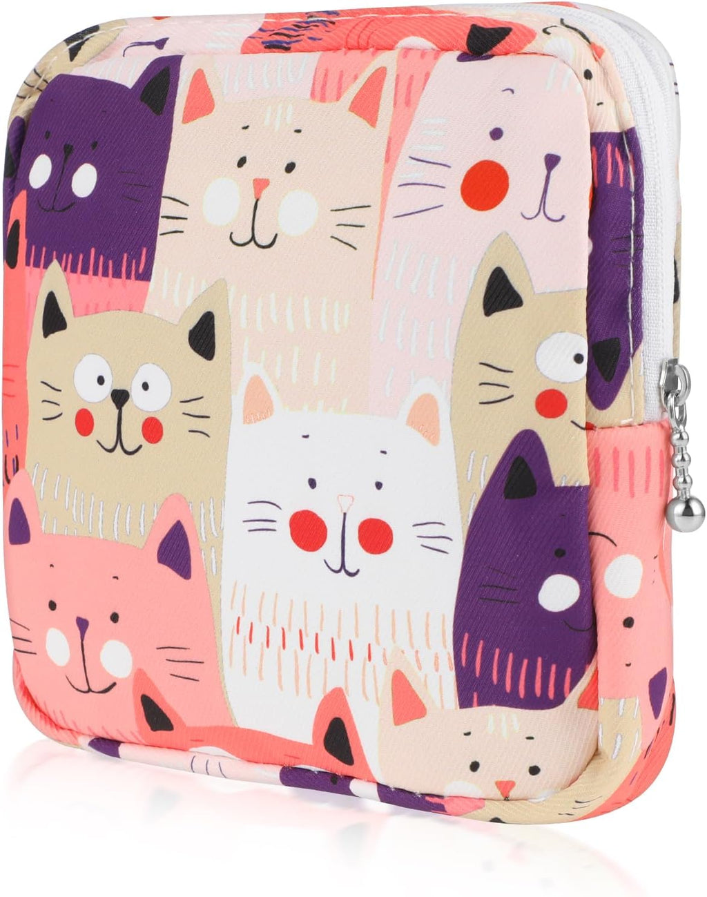 YUXIANLB Sanitary Napkin Storage Bag, Portable Period Bags for Teen Girls, Tampon Disposal Bags Teen Pads Feminine Product Organizer, First Period Kit Pouch for Girls (Cat)
