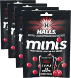 HALLS Minis Cherry Flavor Sugar Free Cough Drops, 48 Drops (Pack of 4)