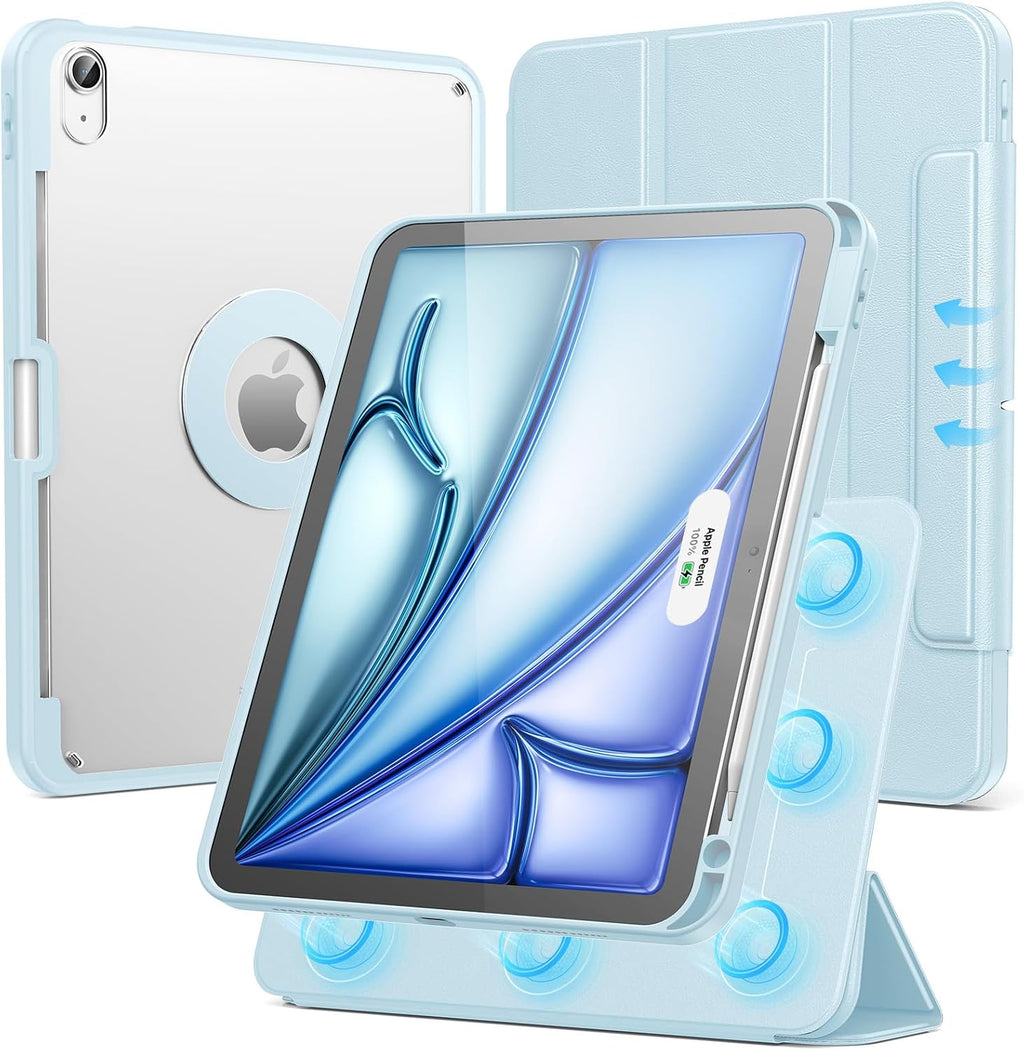 SPARIN Case for iPad Air 11 inch M3/ M2, iPad Air 7th/6th/5th/4th Gen (2025/2024/2022/2020) 10.9 inch,Case with Apple Pencil Holder, Detachable Magnetic Cover, Portrait and Landscape Stand, Blue