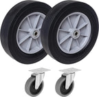 12" Solid Rubber Wheels & 4" Swivel Caster Set - Designed to Fit Rubbermaid Utility Carts & Tilt Trucks