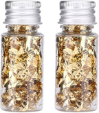 Lwuey Decorating Flakes, Gold Leaf Cake Decoration Flake Goldlen Toppers Gilding Foil Decor Imitation Metallic Decorative Drink Cooking Chocolates Cakes Drinks Dessert Cupcake Makeup 4PCS