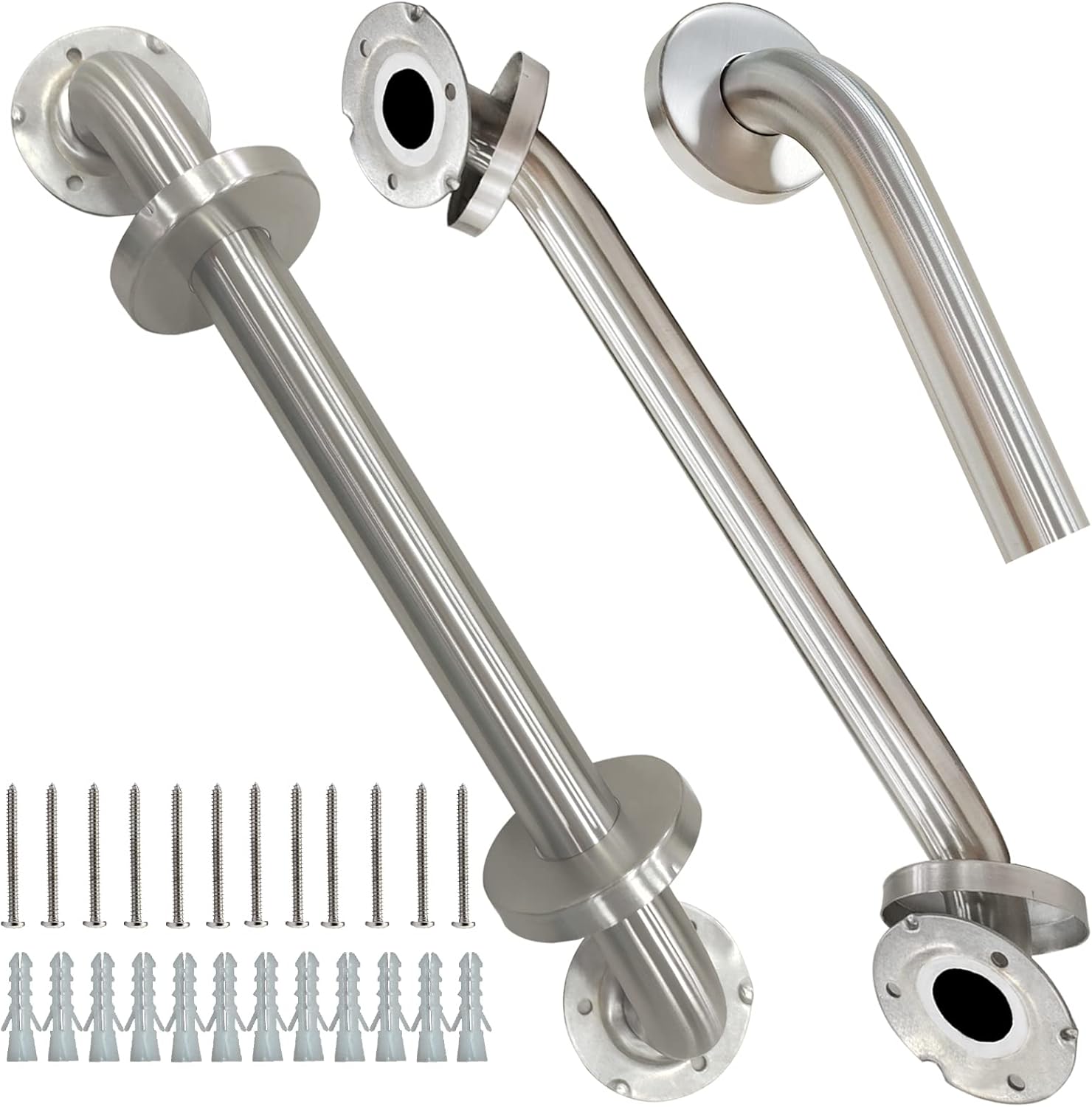 2 Pack Grab Bars for Bathroom, 24 Inch Chrome Stainless Steel Shower Grab Bar, 304 Stainless Steel Safety Grab Bar for Bathtubs and Showers, 500lbs Support Shower Bar for Seniors for Gifts