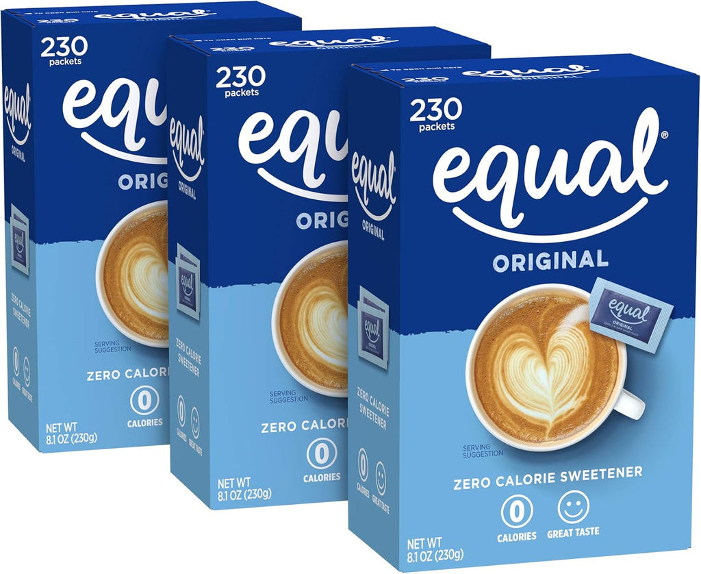 EQUAL 0 Calorie Sweetener, Sugar Substitute, Zero Calorie Sugar Alternative Sweetener Packets, Sugar Alternative, 230 Count, Pack of 3