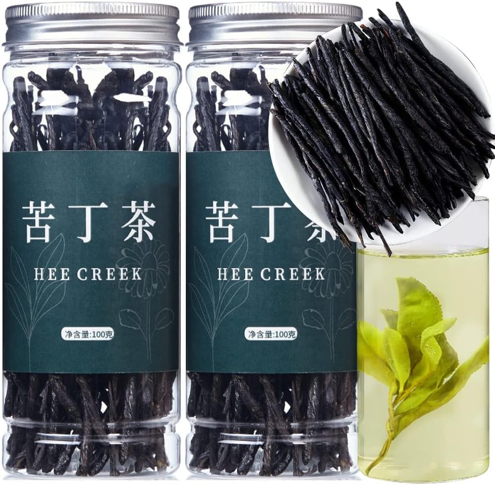 Hee Creek Kuding Tea 7.05oz/200g Needle Kuding Cha Ku Ding Chinese Herbal Bitter Tea Loose Leaf Green Tea, Clear Heat and Detox, No Additives 苦丁茶 大叶苦丁