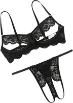 Avidlove Sexy Floral Lace Cutout Lingerie Set for Women Bra Panty 2 Piece Sheer Lingerie Set Outfits