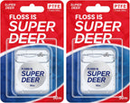 Super Deer Flat Dental Floss - Mint, PTFE Floss, Gentle on Gums, Expands & Stretches,Plaque Remover for Teeth, Shred Resistant, Floss Slides Smoothly, Easy to Use, 55 yd (2)
