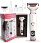 Wet & Dry Electric Razor for Women Men,4 in 1 Rechargeable Led Display Electric Shaver and Facial Hair Remover,Painless Ladies Body Razors for Nose Face Body Leg Bikini Arm Hair (White)