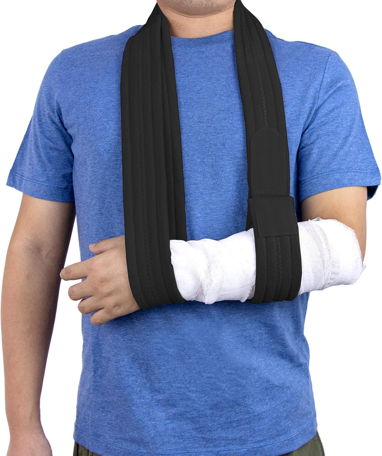 Arm Sling Adjustable Arm Support Strap Lightweight Comfortable Shoulder Immobilizer for Women and Men Right Left for Wrist Hand Elbow Injured 63 inch (Black)