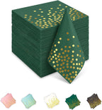 100Pcs Green Cocktail Napkins, 6.5 Inch Gold Dots Paper Napkins Disposable Party Napkins for Bar, Weddings, Graduations, Easter, St. Patrick‘s Day Decorations