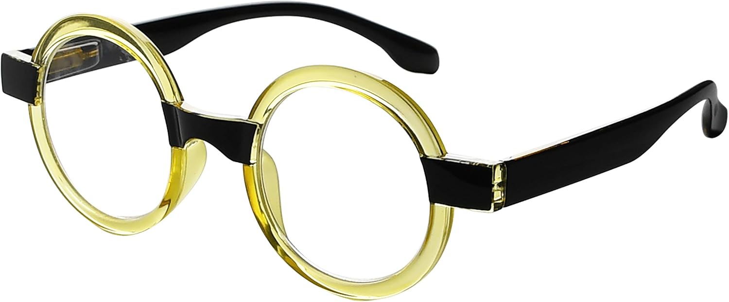 Eyekepper Round Reading Glasses for Women Retro Readers - Yellow +2.00