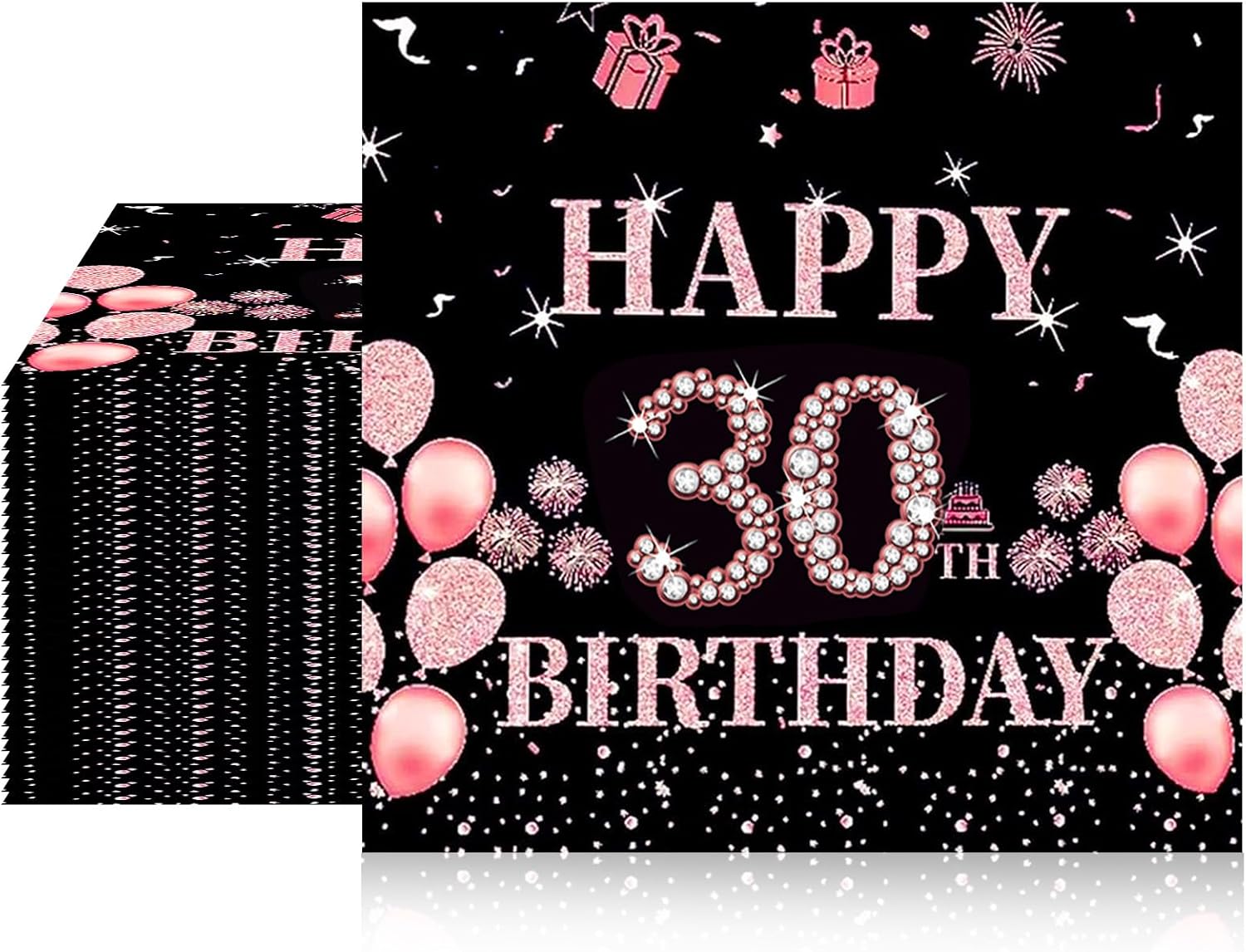 40 Pcs 30th Birthday Decorations For Her, Black Rose Gold Pink Anniversary Birthday Napkins Decrative, Cheers To 30 Years Table Party Supplies for Girls Women 6.5x6.5 Inches