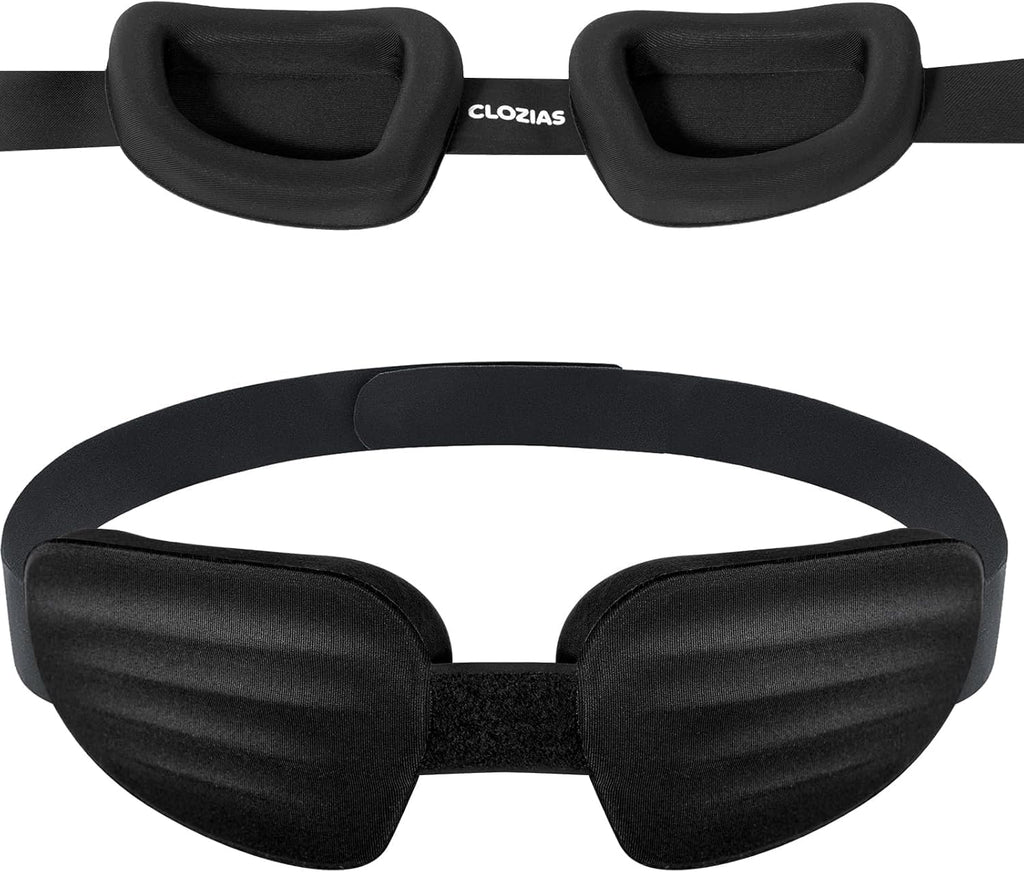 CLOZIA Sleep Mask for Men Women, Adjustable Sleeping Eye Mask, 100% Blocking Eye Masks for Sleep, Soft Comfortable for Travel & Shift Work,Black