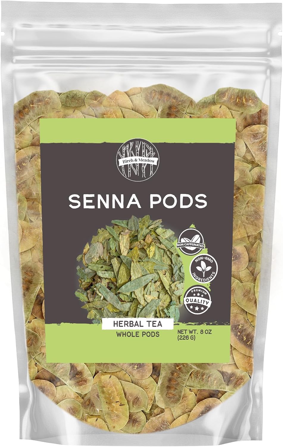 Birch & Meadow 8oz of Senna Pods Whole, Herbal Tea, Mild Bitter Taste
