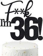 36 Cake Toppers, 36 Birthday Cake Toppers-Black Glitter, Funny 36th Cake Topper for Men,36 Cake Topper For Women, 36th birthday decorations,36th Birthday Cake Topper Thirty six