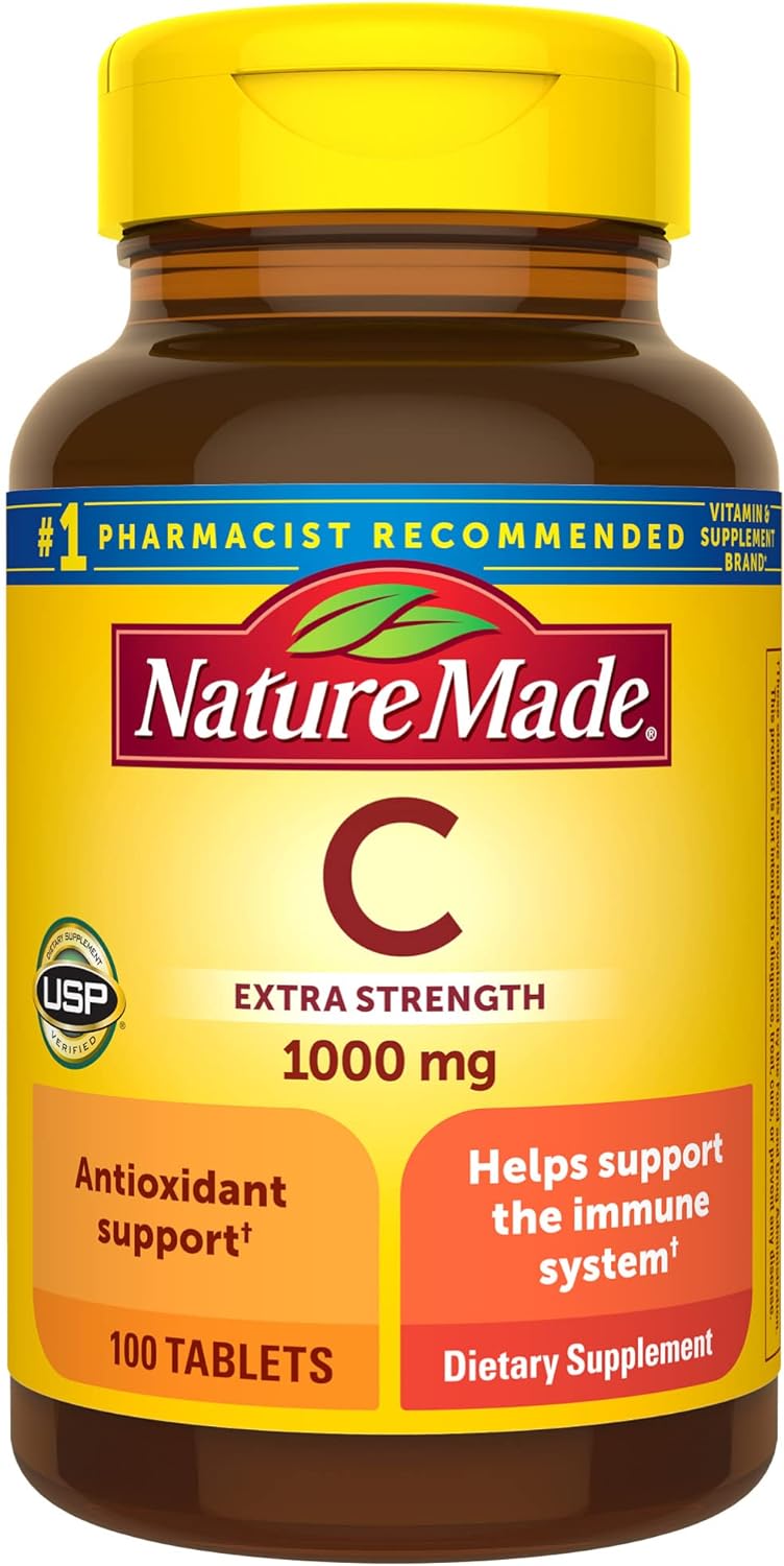 Nature Made Vitamin C 1000 mg Extra Strength, Dietary Supplement for Immune Support, 100 Tablets, 100 Day Supply