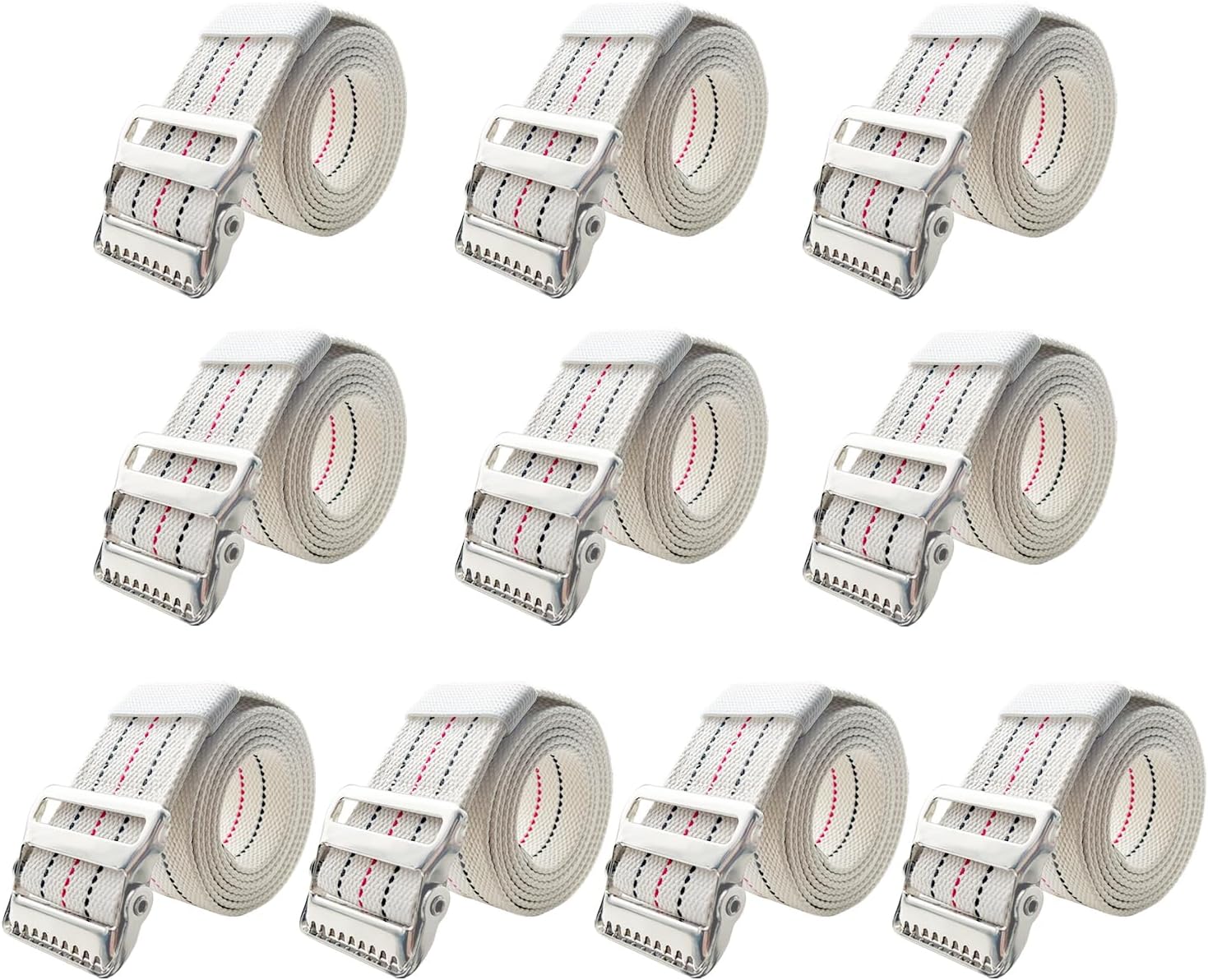10 Packs Transfer and Gait Belts with Metal Buckle and Belt Loop Holder - Standing and Transfer Walking Assist Aid for Seniors, Elderly Patients, Caregiver, Nursing, Therapist, 60 inch
