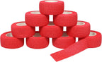 Self Adhesive Wrap Bandage Cohesive Bandage Breathable Self Adherent Wrap for Sprain Swelling and Soreness on Wrist and Ankle 10PCS 1 in X 14.7 ft (Red)