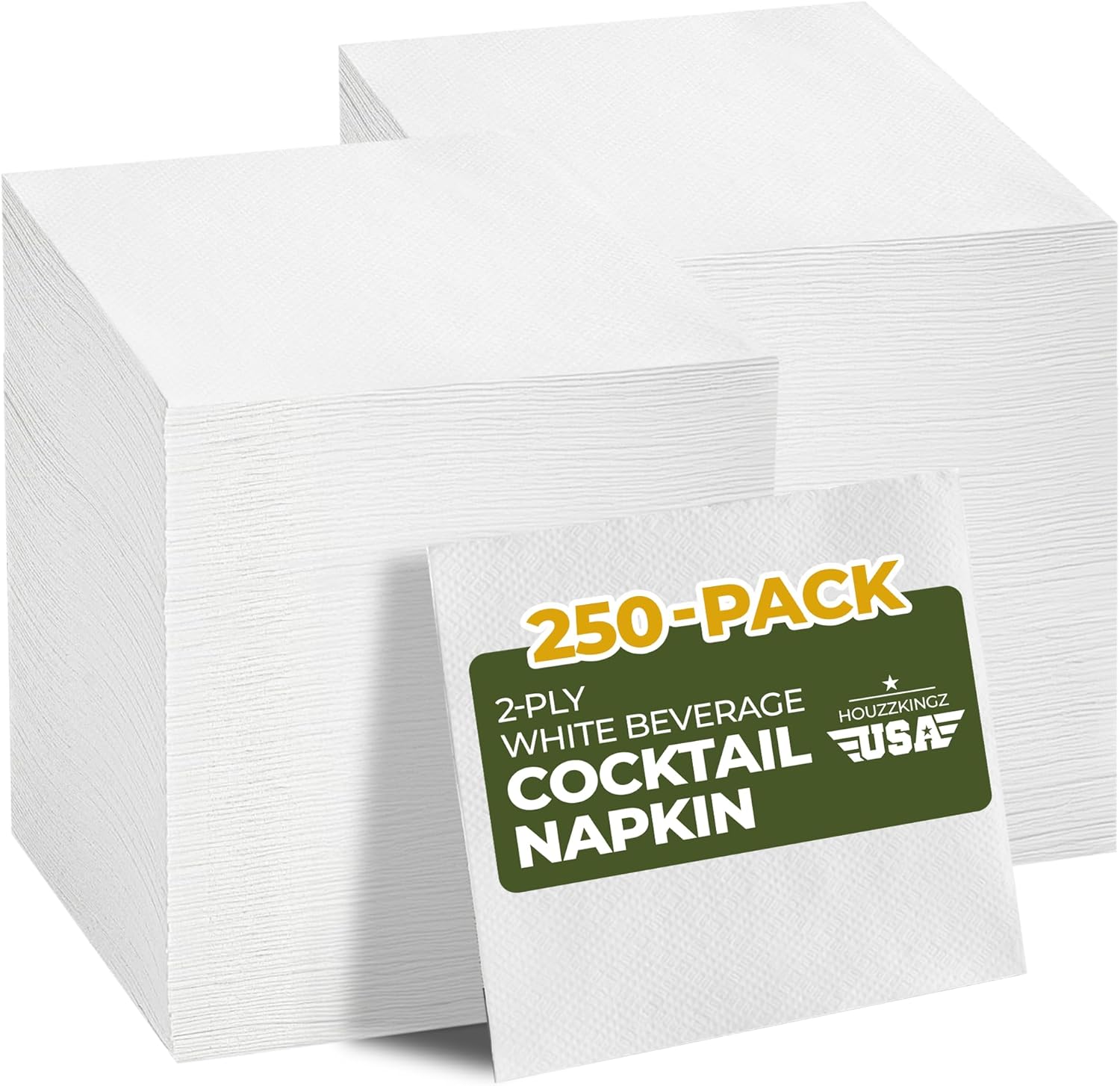 250 Cocktail Napkins Disposable - 2-Ply White Party Dinner Wedding Beverage Paper Napkins Everyday Bulk – 4.5" X 4.5" Folded Absorbent Embossed Elegant Disposables Decorative Table Cloths Napkin