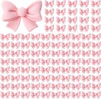 100 Pcs Pink Bowknot Cupcake Toppers Glitter Pink Bow Cake Picks Bridal Engagement Wedding Princess Cupcake Toppers for Birthday Party