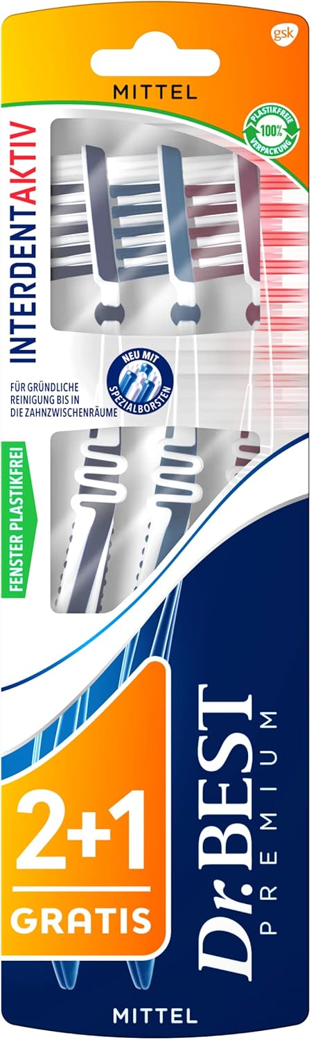 Dr. Best Interdent Active Medium for Thorough Cleaning Between Teeth with Special bristles, 58 g
