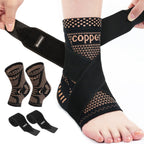 INDEEMAX Ankle Brace for Women & Men, Ankle Compression Sleeve Support Copper Infused Ankle Brace for Sprained Ankle, Plantar Fasciitis Sports, Achilles Tendonitis Pain Relief, Copper Black, S