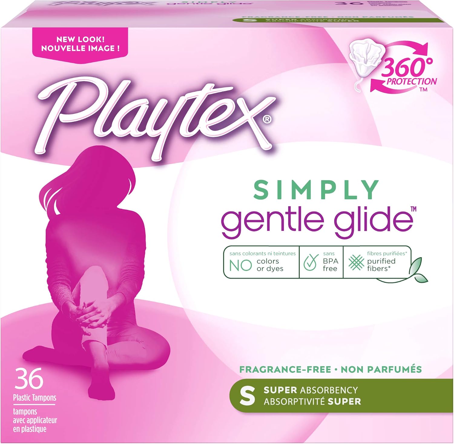 Playtex Gentle Glide Tampons with Unscented Super Absorbency, 36 Count