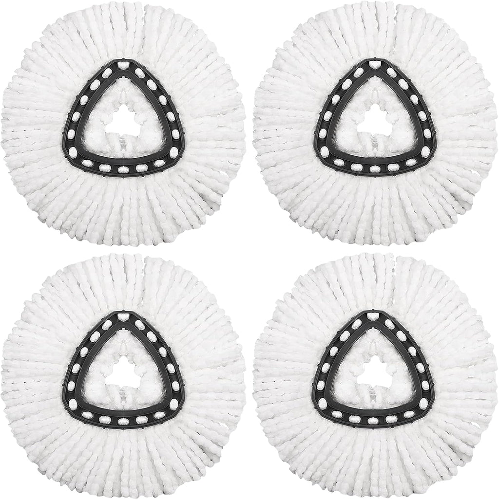 4 Pack Mop Replacement Heads Compatible with O Ceda Mop Replace Head EasyWrin Spin Mop Heads Replacements, Microfiber Mop Refills, Easy Cleaning Mop Head Replacement - 4 Pack White(1-Tank System)