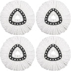 4 Pack Mop Replacement Heads Compatible with O Ceda Mop Replace Head EasyWrin Spin Mop Heads Replacements, Microfiber Mop Refills, Easy Cleaning Mop Head Replacement - 4 Pack White(1-Tank System)
