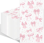 100PCS Pink Bow Napkins Disposable Hand Towels for Bathroom 3 Ply Decorative Bow Paper Napkins Pink Coquette Party Guest Napkins for Birthday Bachelorette Bridal Wedding Party Supplies