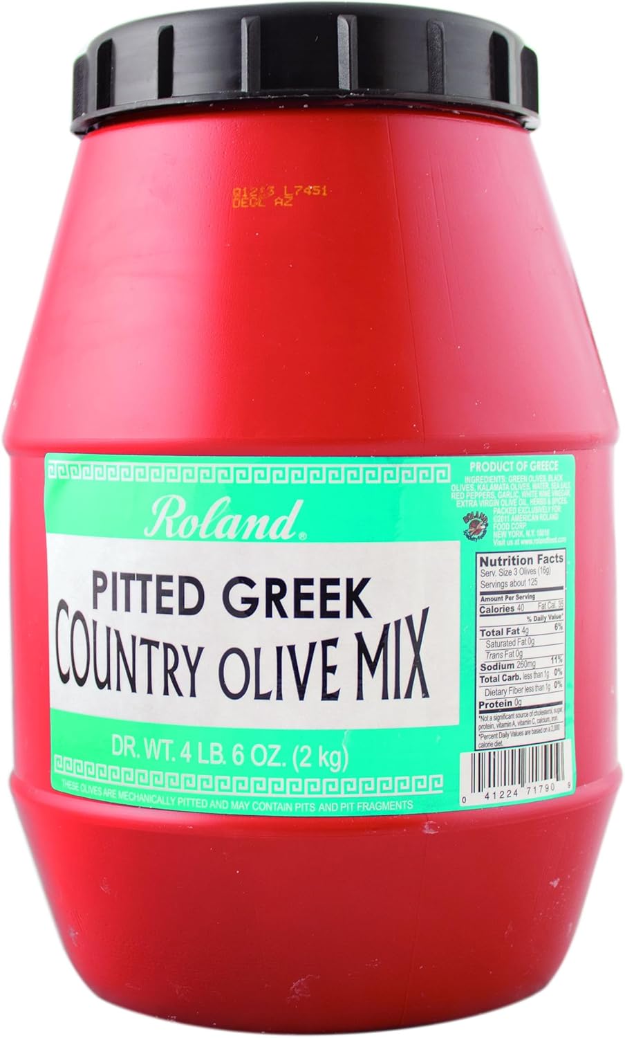 Roland Foods Pitted Greek Country Olive Mix, Specialty Imported Food, 4 Pound 6 Ounce, Pack of 1