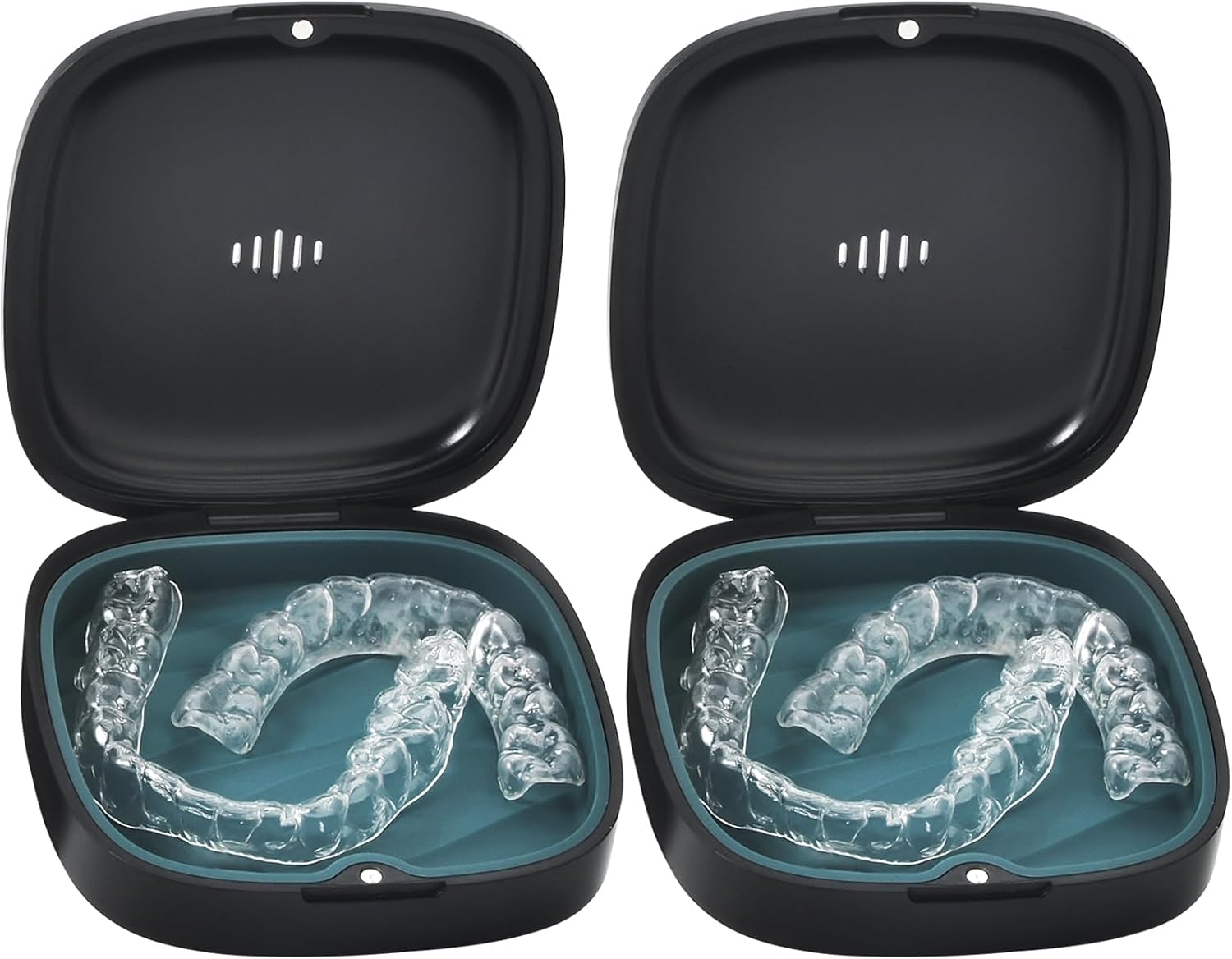 2 Pack Retainer Case Slim Aligner Case with Vent Holes Removable Inner Tray Silicone for Easy Cleaning Orthodontic Storage Box Secure Magnetic Closure for Travel (2Pack Black Green)