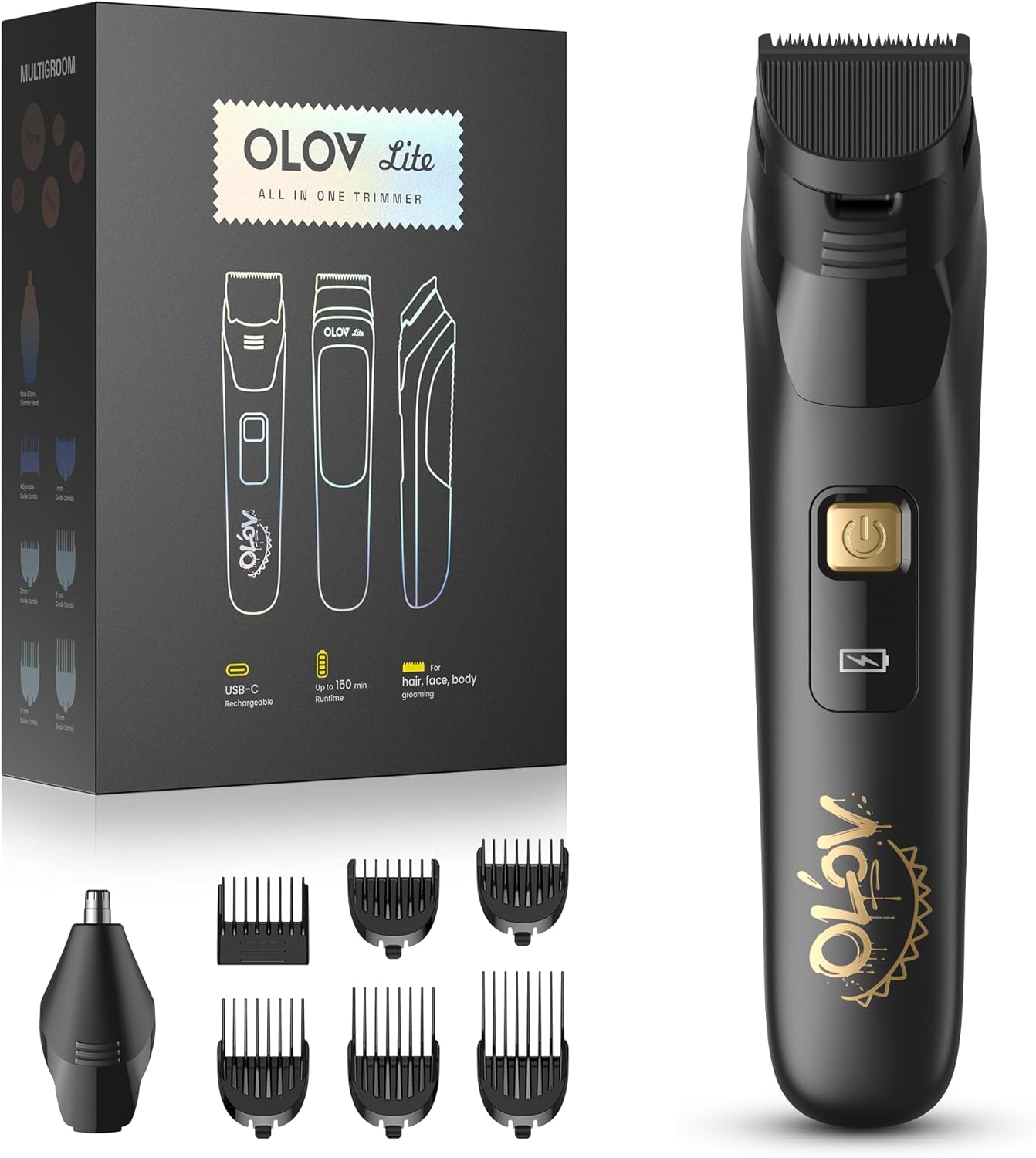 Electric Beard Trimmer for Men,Nose Hair Trimmer & Men's Electric Razor 10-in-1 Grooming Kit Cordless Shaver Gift-Ready for Men(Black)