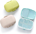 MEACOLIA 3 Pack 8 Compartments Travel Pill Organizer, Daily Pill Case Small Pill Box for Pocket Purse, Portable Pill Container Medicine Vitamin Organizer (Blue, Green, Khaki)