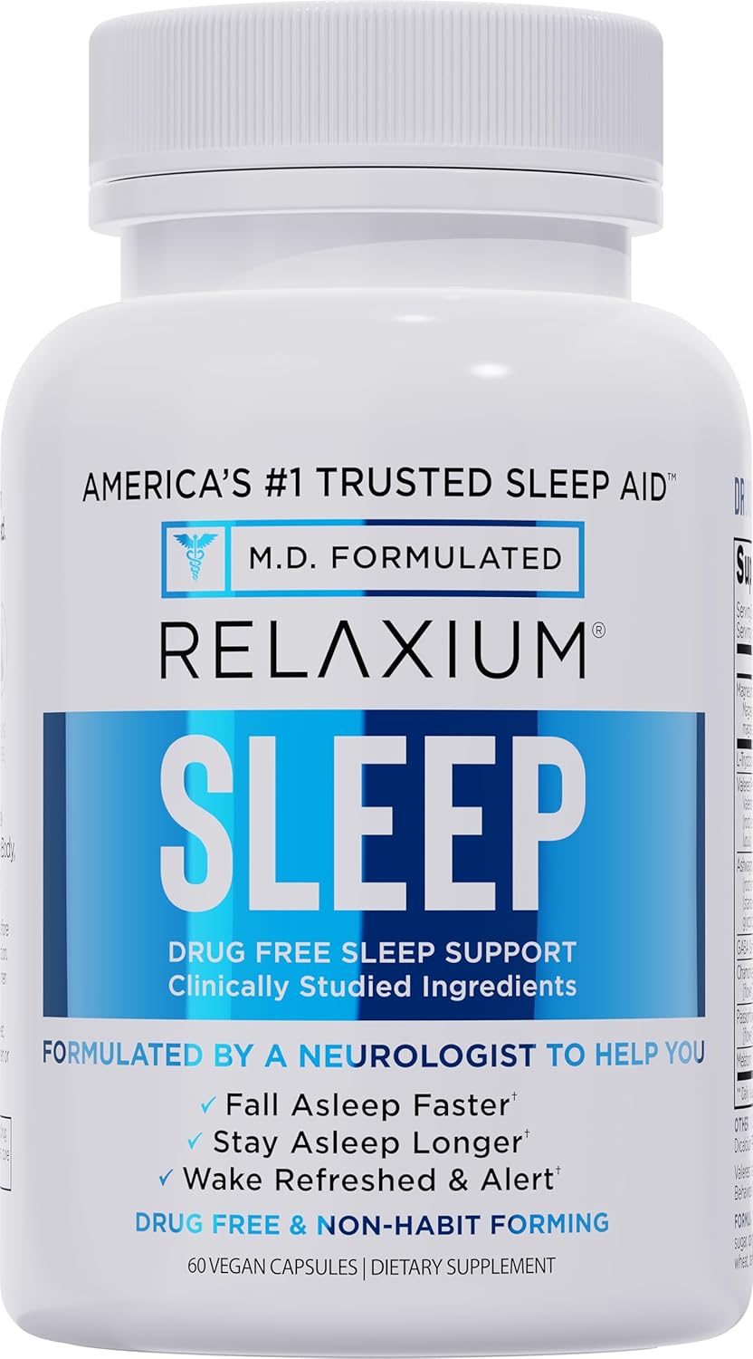 Relaxium Sleep Aid for Adults - Melatonin 5mg with Magnesium Glycinate, Valerest & Ashwagandha - Non-Habit Forming Sleep Support for Falling Asleep & Staying Asleep - 60 Capsules (30-Day Supply)
