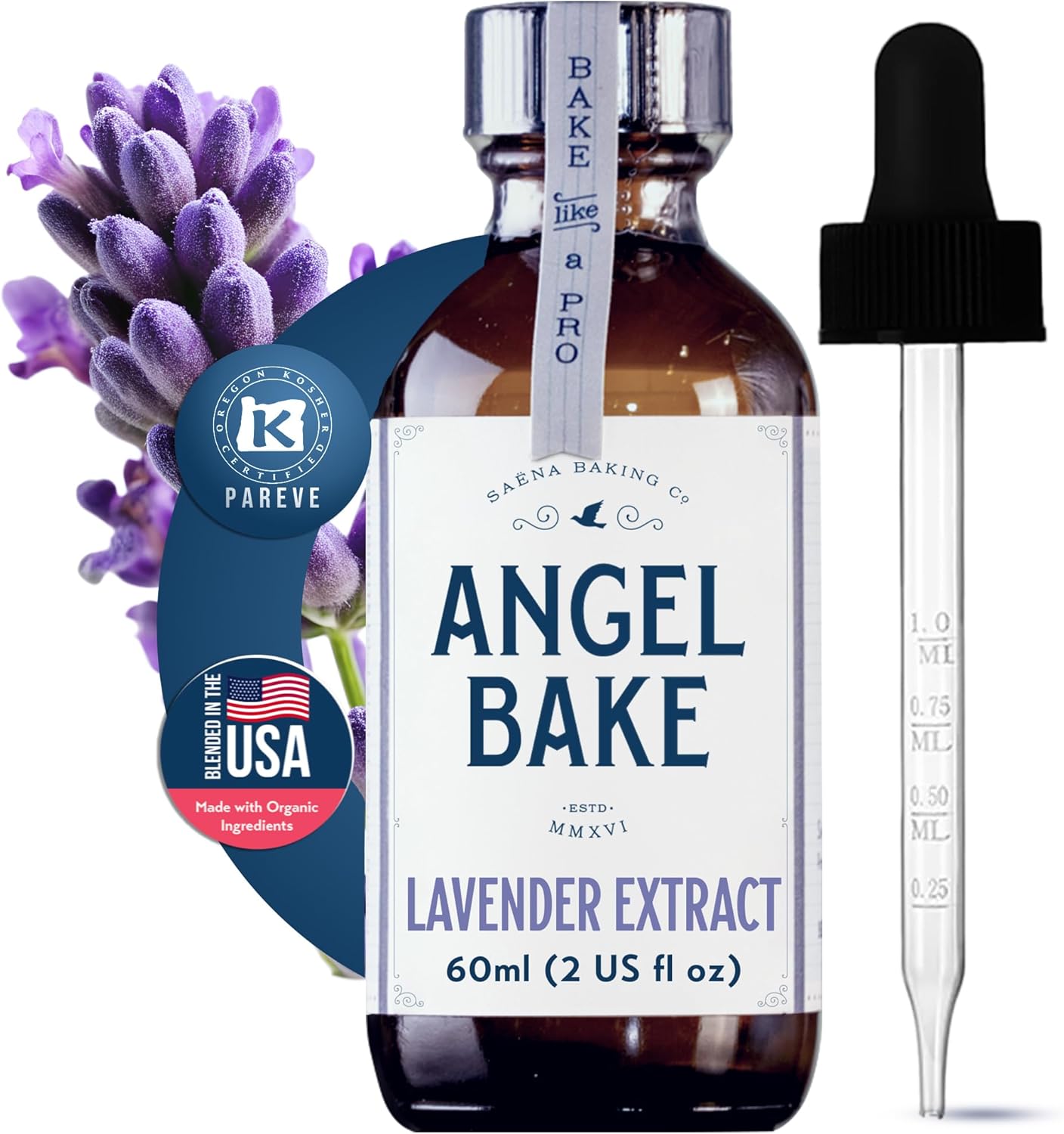 Pure Bulgarian Lavender Extract for Baking & Mixology - 100 Servings Culinary Grade Lavender Essence and Flavoring - Kosher, Keto Friendly, Vegan, Gluten-Free for Beverages & Recipes (2 Oz Extract with Latex-Free Dropper)