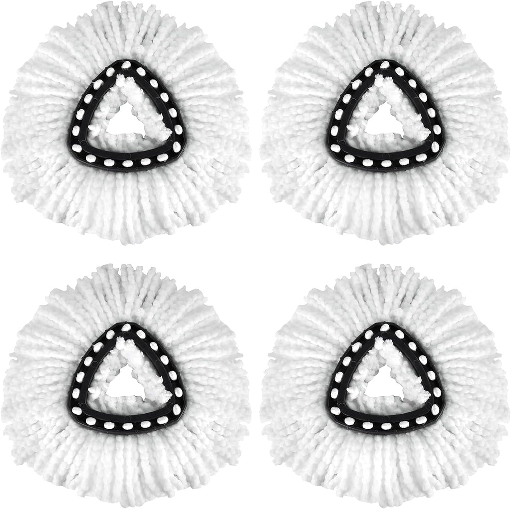 Qulable 4 Pack EasyWring Spin Mop Refill Replacement Heads - Microfiber, Compatible with Triangle Spin Mop, Multi-Surface Cleaning