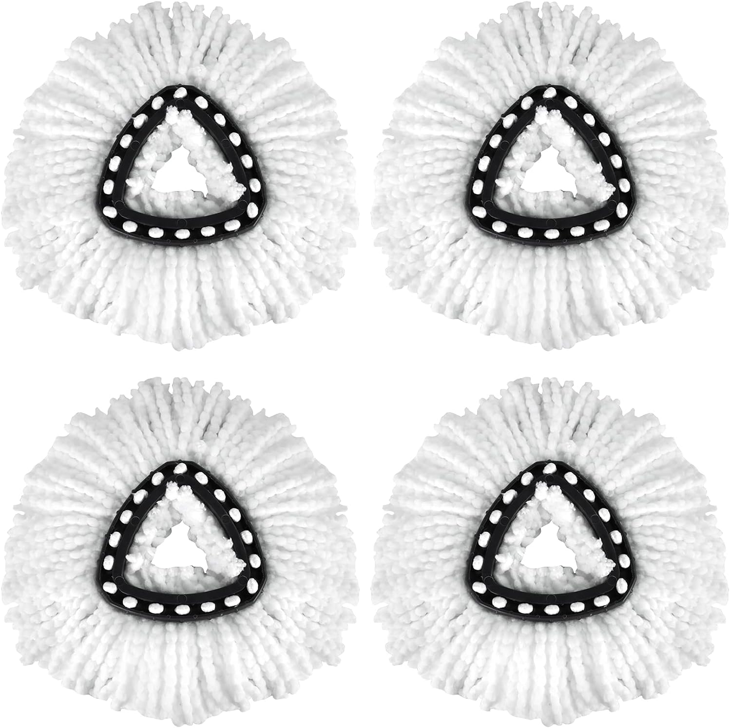 Qulable 4 Pack EasyWring Spin Mop Refill Replacement Heads - Microfiber, Compatible with Triangle Spin Mop, Multi-Surface Cleaning